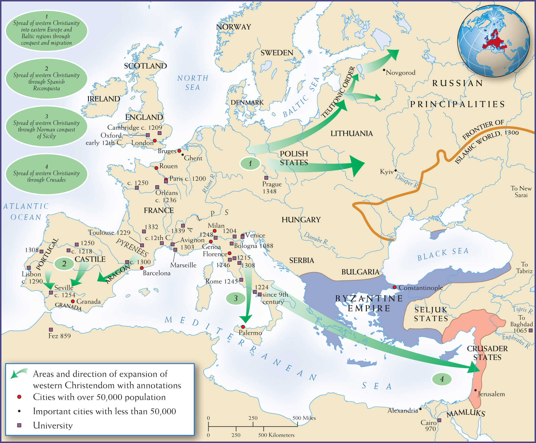 Map 10.7 is titled Western Christendom in 1300.