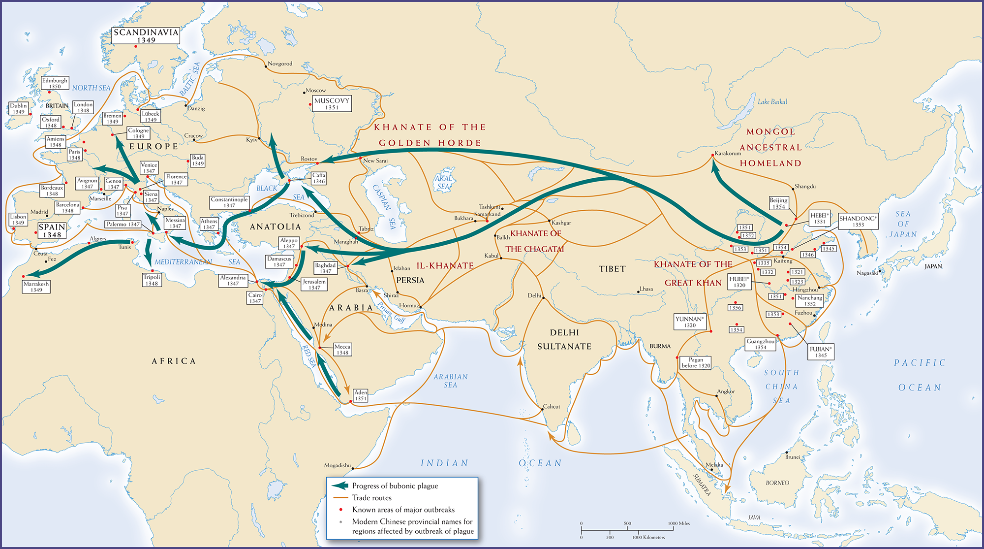 Map 11.1 is titled The Spread of the Black Death.