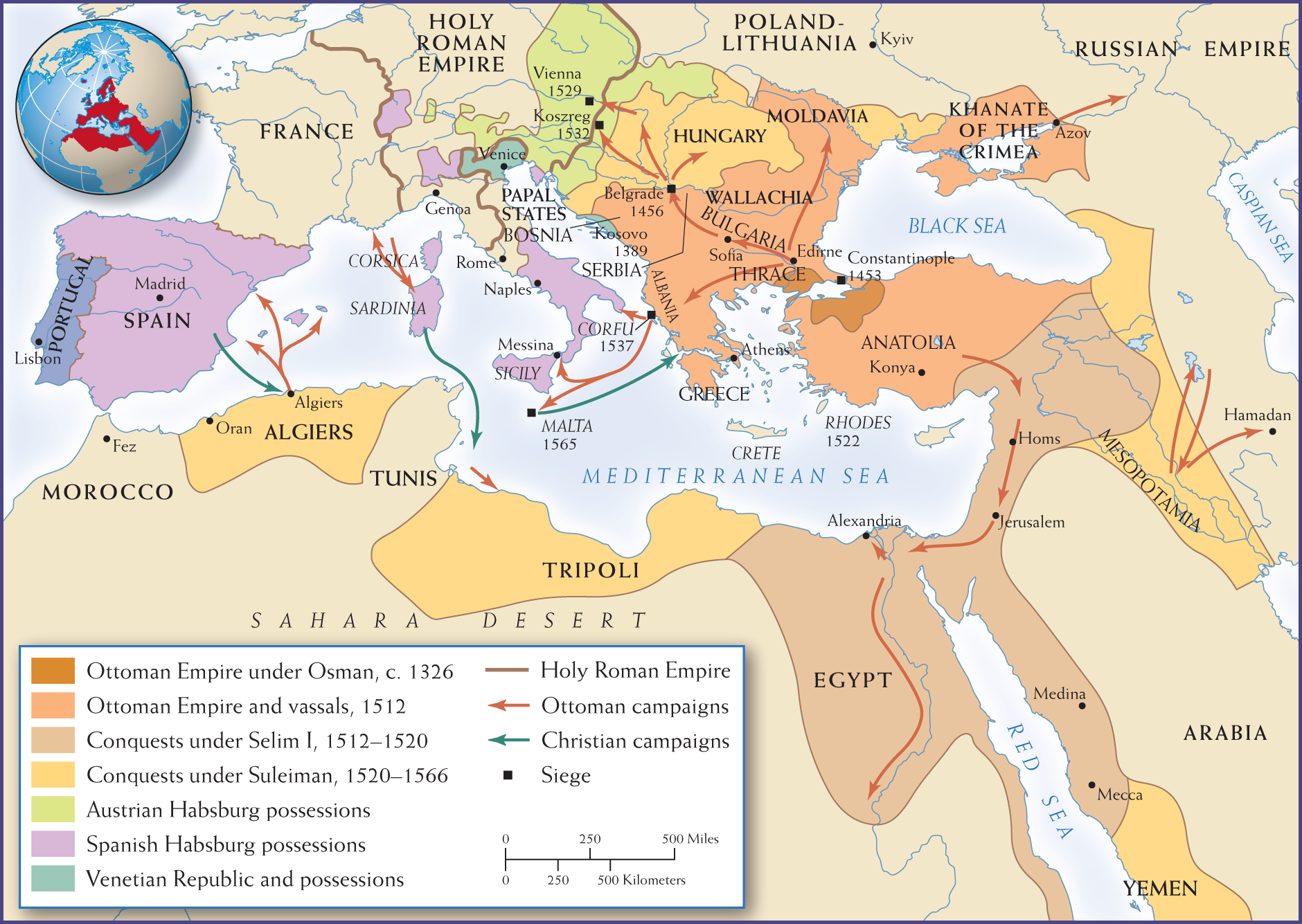 Map 11.2 is titled The Ottoman Empire, 1300-1566.