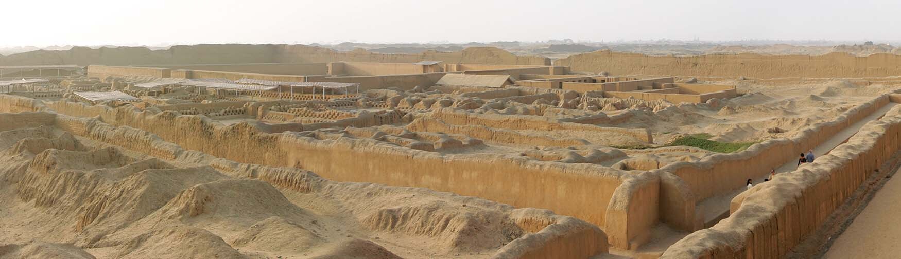 An aerial view of the remains of Chan Chan.