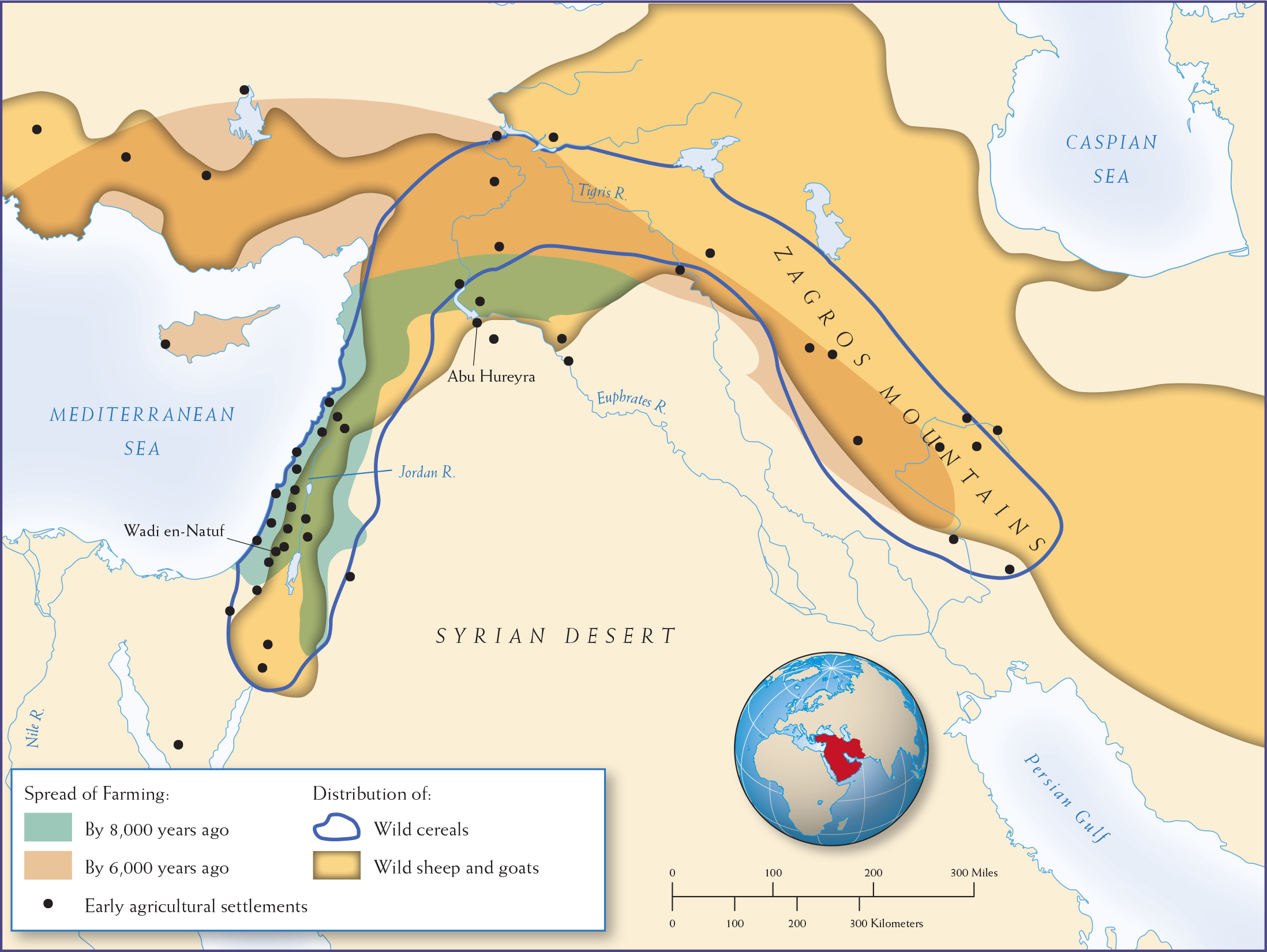 Map 1.5 is titled, “The Birth of Farming in the Fertile Crescent.”