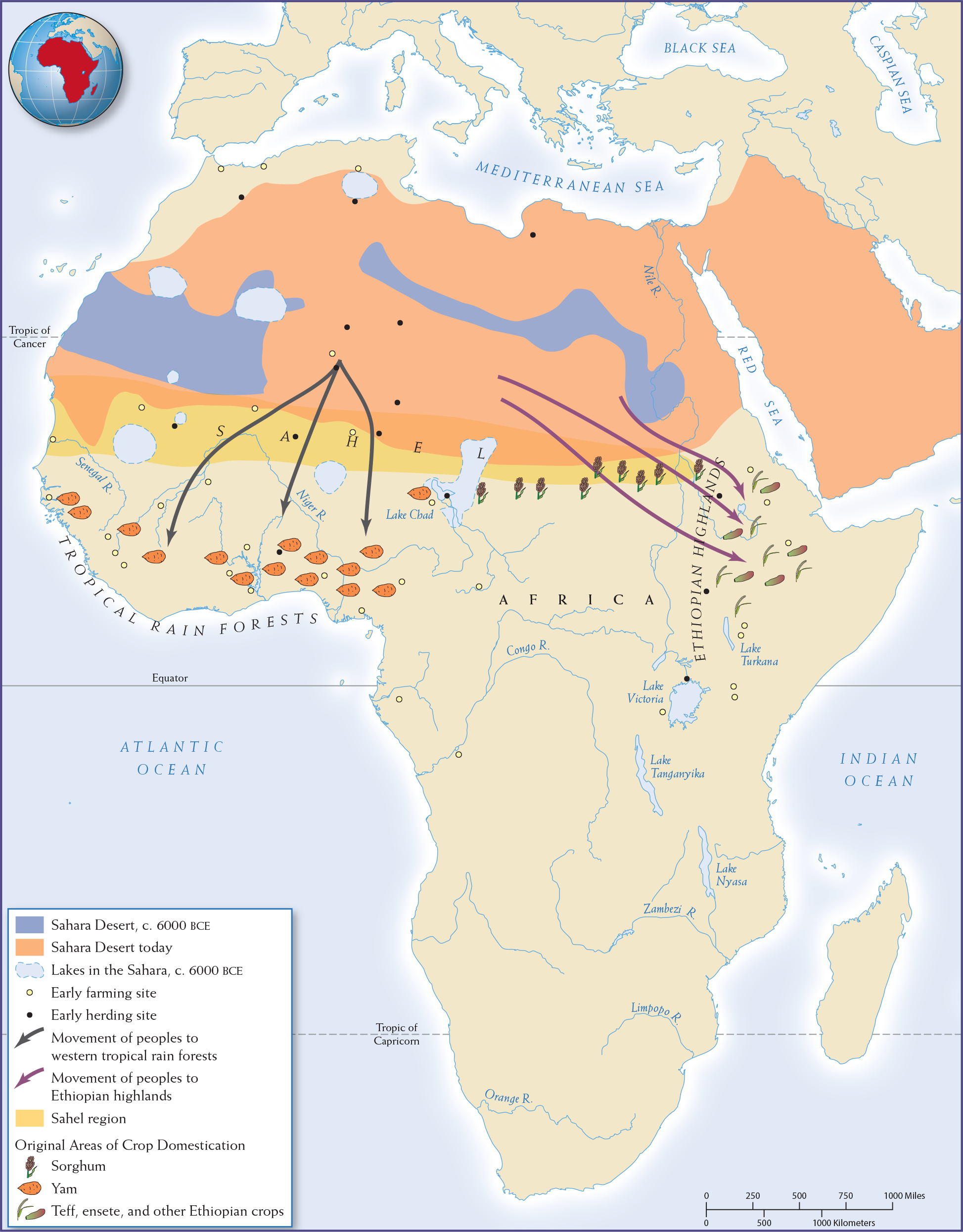 Map 1.7 is titled, “The Spread of Farming in Africa.”