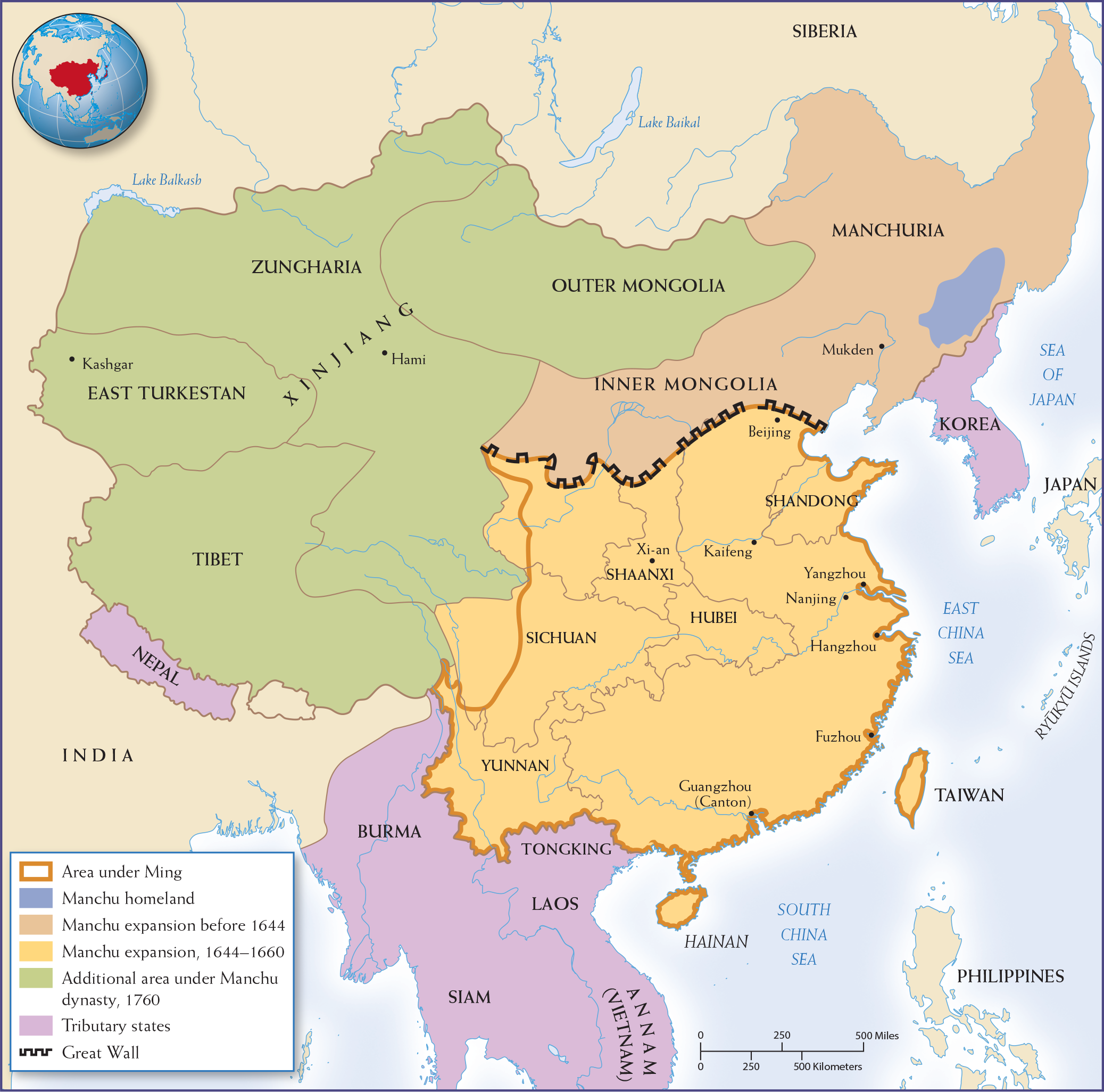 Map 13.5 is titled, From Ming to Qing China, 1644-1760.
