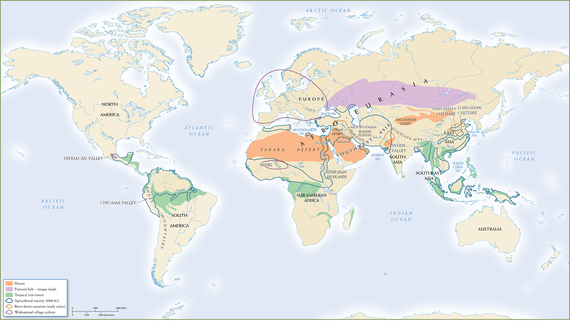 Map 2.1 is titled, “The World in the Third Millennium B C E.”