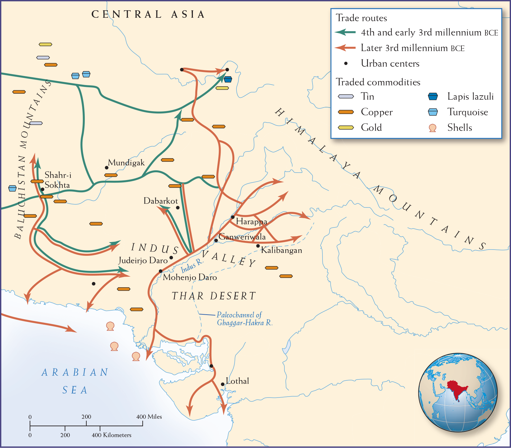 Map 2.5 is titled, “The Indus River Valley in the Third Millennium B C E.”