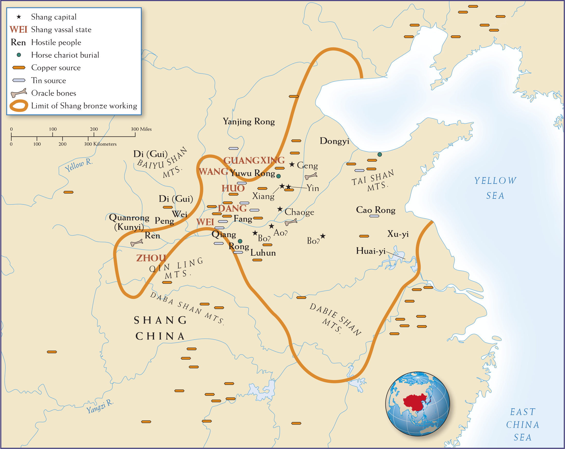 Map 3.4 is titled, “Shang Dynasty in East Asia.”