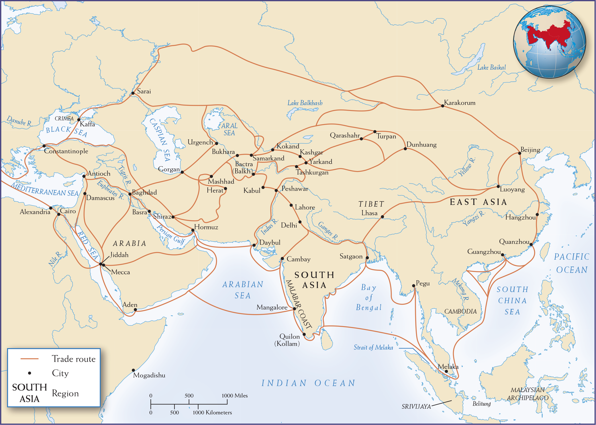 Map 10.1 is titled Afro-Eurasian Trade, 1000-1300 C E.