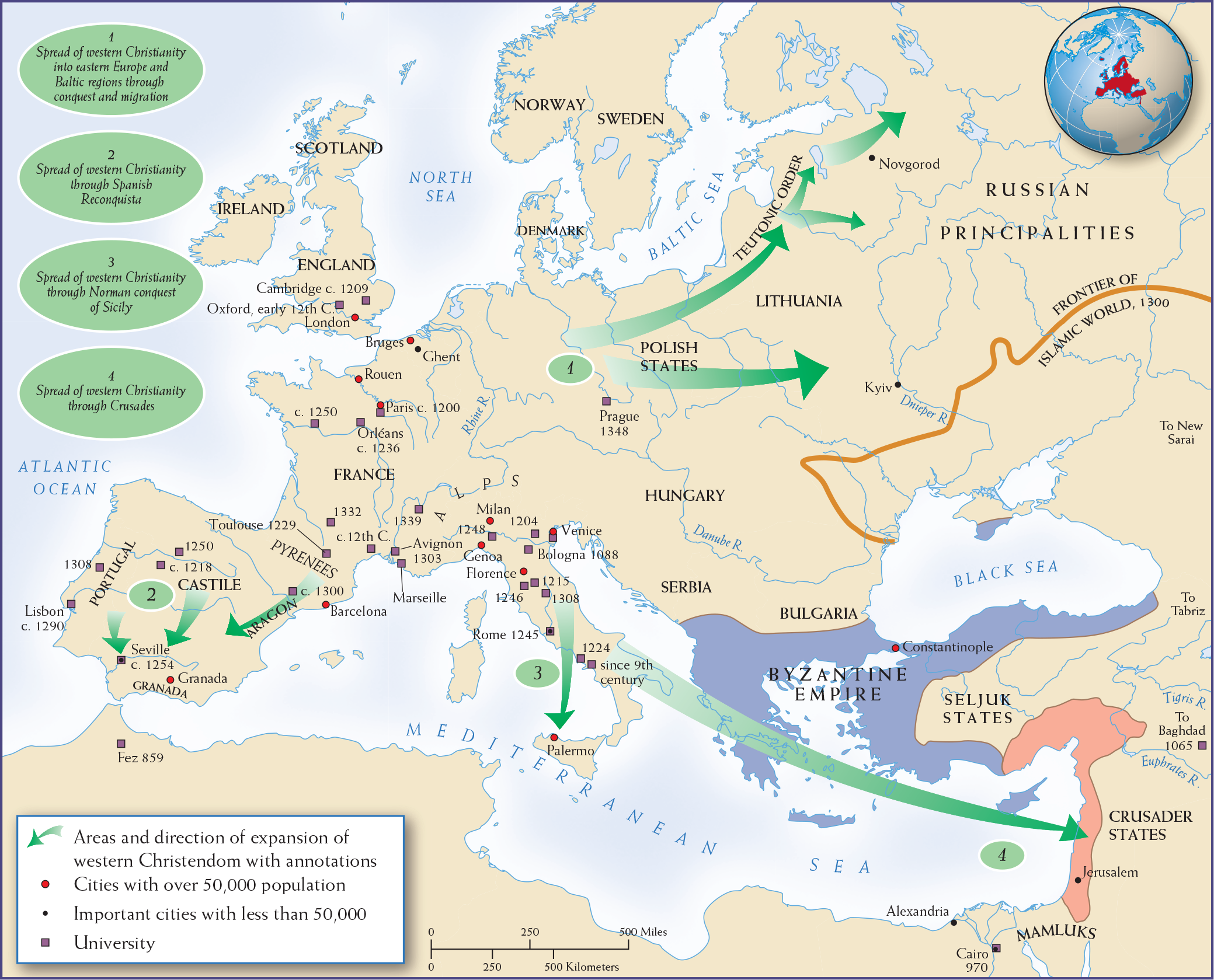 Map 10.7 is titled Western Christendom in 1300.