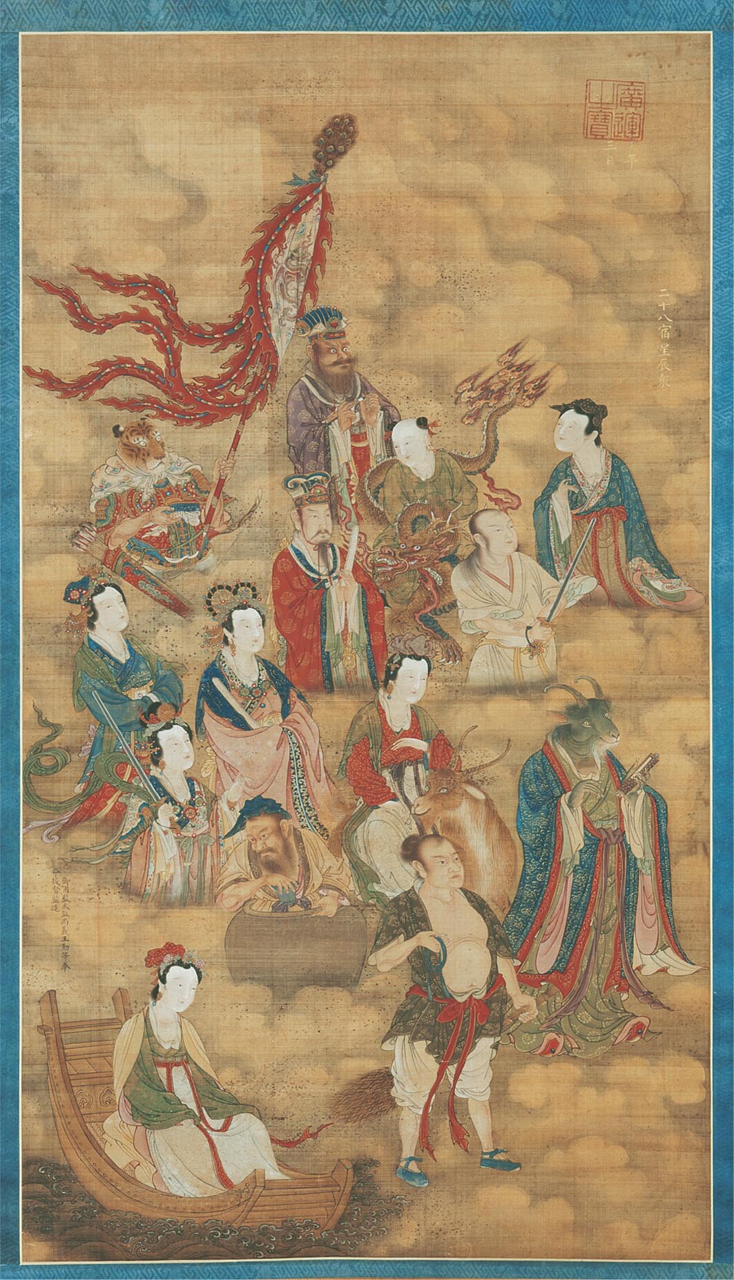 An illustration of a collection of deities surrounded by clouds.